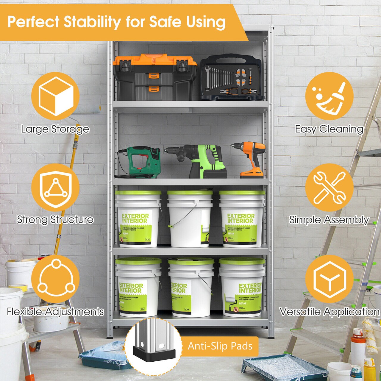 5-Tier Metal Utility Storage Rack for Free Combination